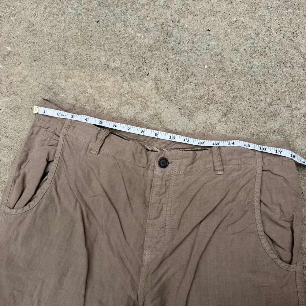 Murano Linen Trousers Mens 36x30 Brown Button Fly Baird McNutt Casual Beachy